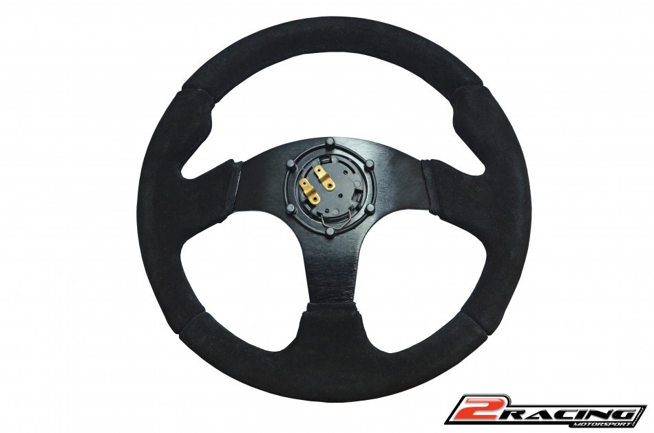 Semišový závodní volant STR PRO plochý tříramenný 320/0mm