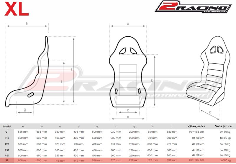 Zvýhodněná sada 2 kusů 2Racing laminátová závodní sedačka XL
