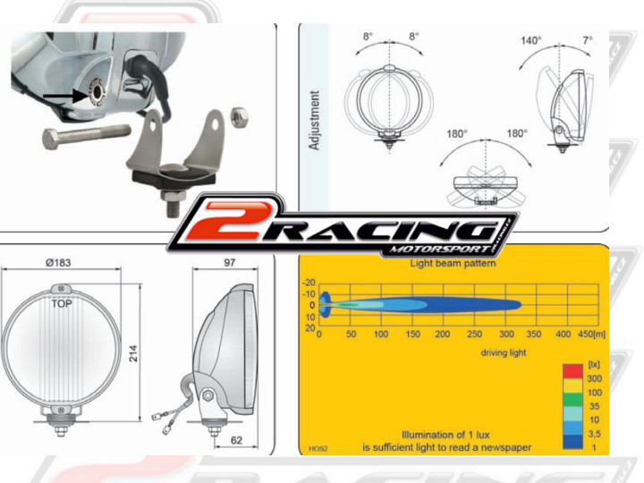Dálkové přídavné světlo parabola rally Wesem H3 12V (183mm)