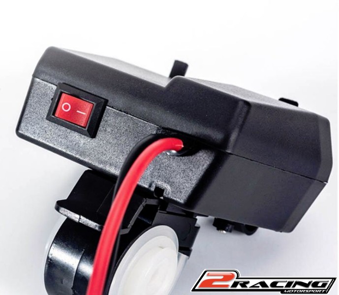 Vodotěsná dvojitá USB zásuvka + 12V se zapalovačem s voltmetrem na motorku, atv, marina