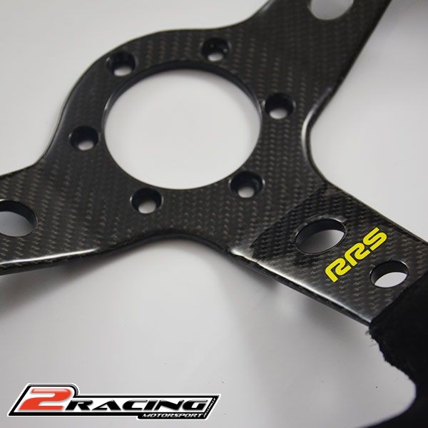 Semišový závodní volant RRS Carbon 350mm/65mm 3 ramenný oválný věnec