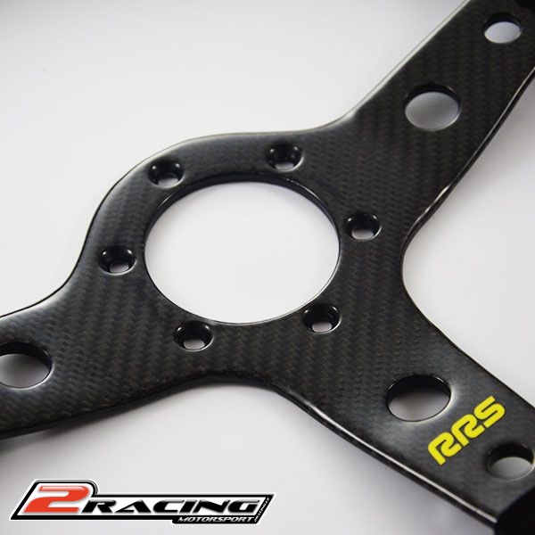 Semišový závodní volant RRS Carbon plochý 350mm/0mm plochý