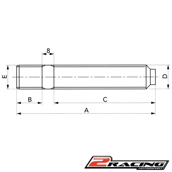 Šteft kola M12x1,25 délka 100 mm oboustranný závit