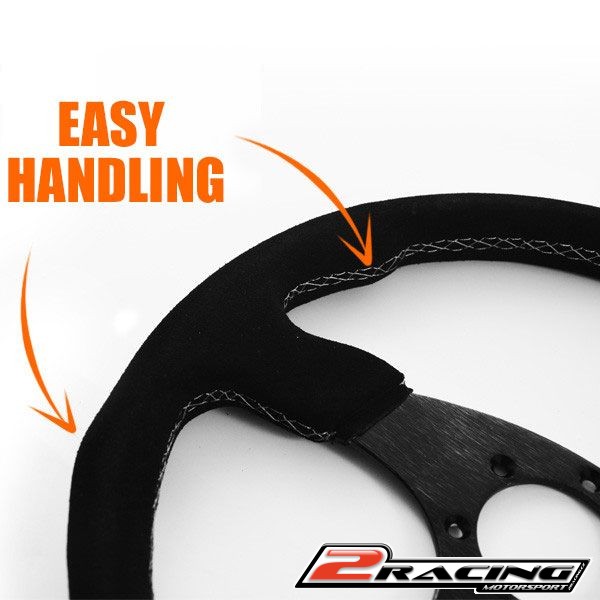 Semišový plochý závodní volant RRS Apex 350mm 3 ramenný