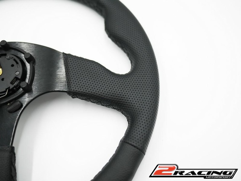 Tuningový hladký volant 350mm plochý černý