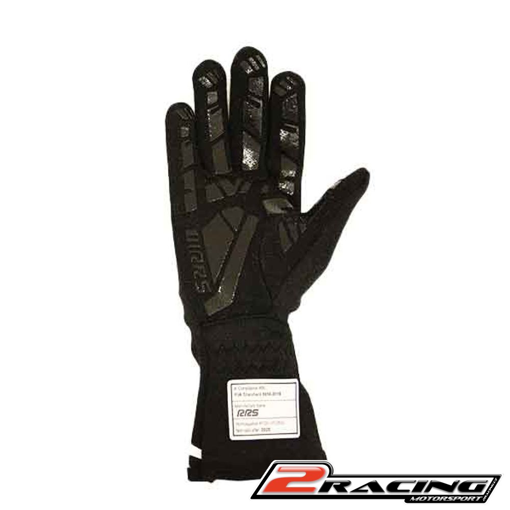 Závodní rukavice Rrs Grip2 FIA 8856-2018 nehořlavé černé