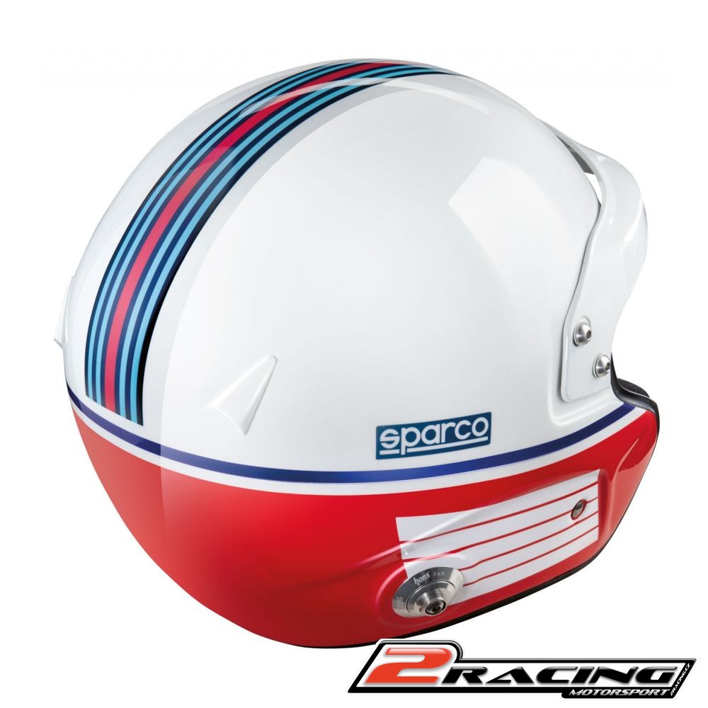 Jet otevřená závodní helma Sparco Air Pro RJ-5i Martini Racing (Design pruhy)