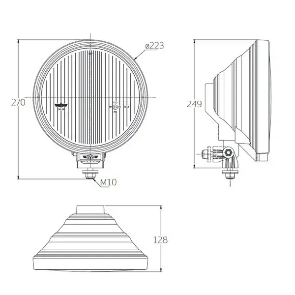 Přídavné světlo parabola s rozptylkou rally H1 12V (223mm)