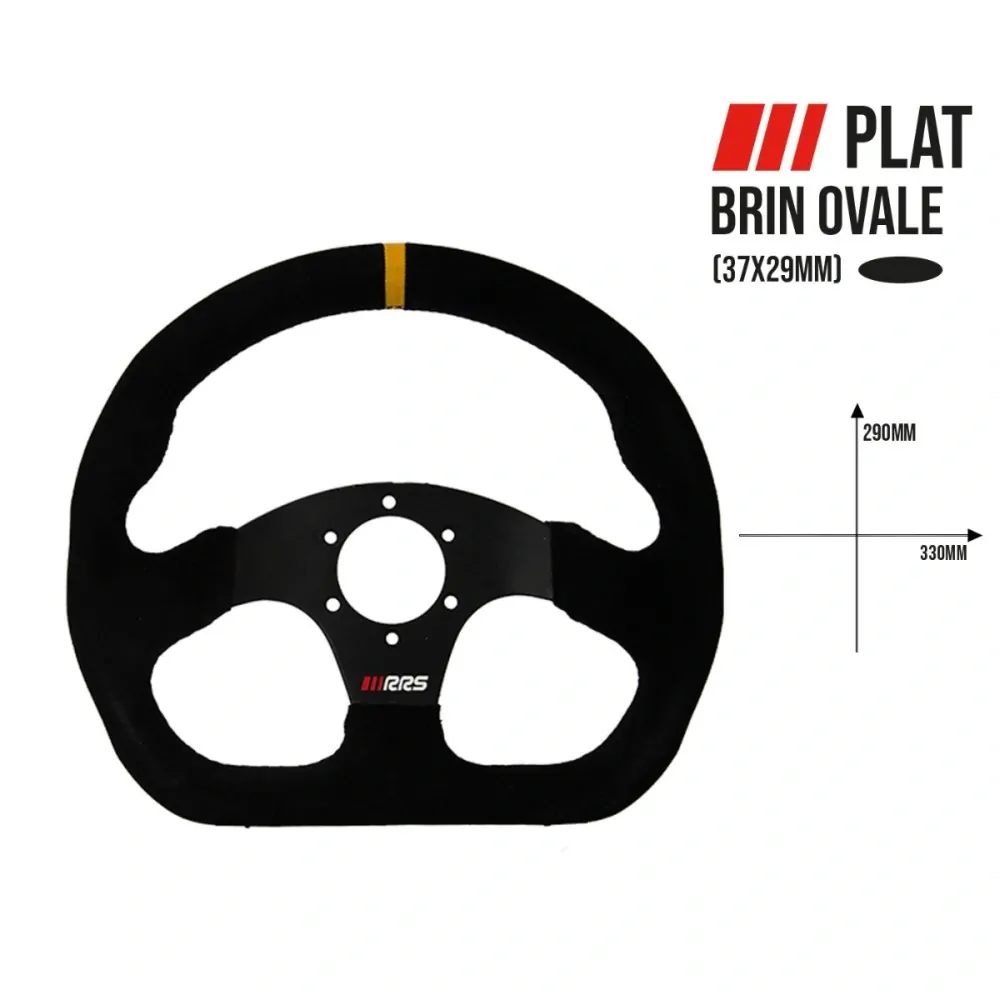 Semišový závodní volant RRS Track 330mm/0mm 3 ramenný plochý