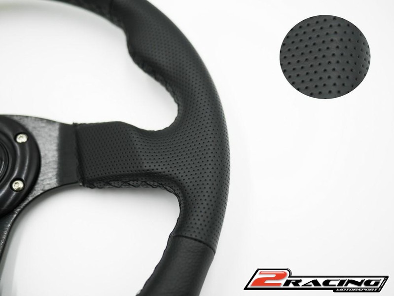 Tuningový hladký volant 350mm plochý černý