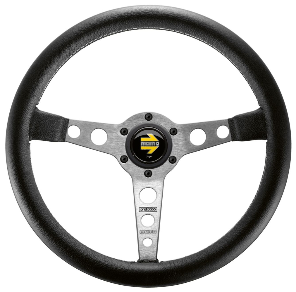 Tuningový volant Momo Prototipo plochý tříramenný 350/0mm hladká kůže