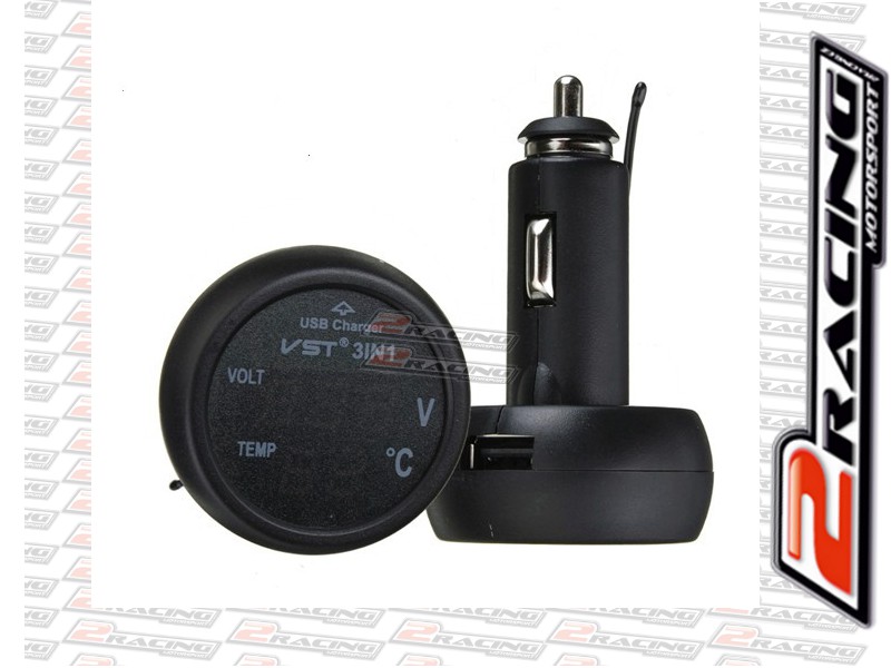 Auto voltmetr teploměr USB 12V 24V - dva displeje