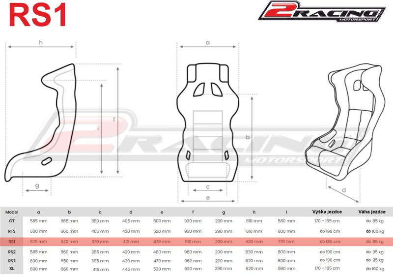 2Racing laminátová závodní sedačka FIA RS1 s homologací
