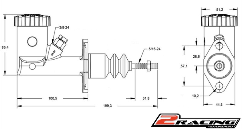Alu brzdový váleček s nádobkou pro ruční, nožní brzdu 17mm (0.7")