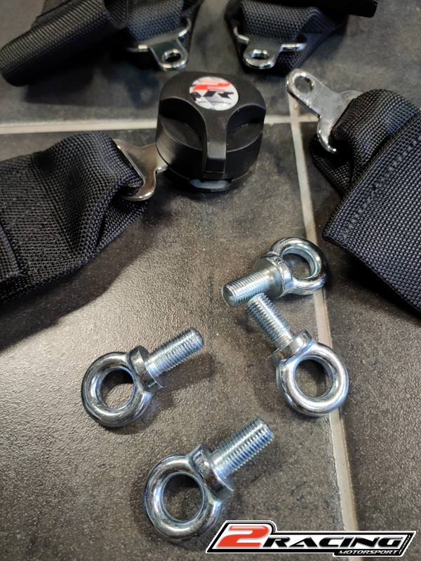 4-bod bezpečnostní závodní pás 2Racing s FIA homologací černý 3" široký