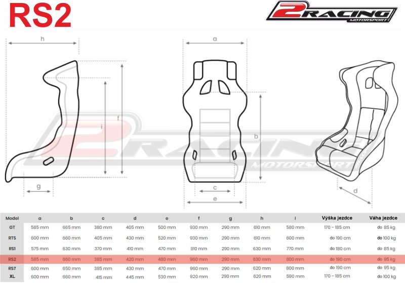2Racing laminátová závodní sedačka FIA RS2 s homologací