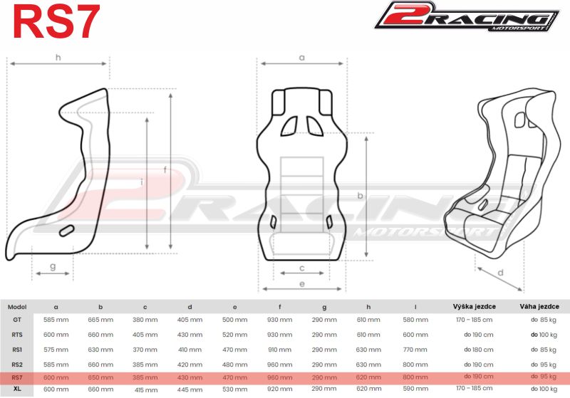 2Racing laminátová závodní sedačka FIA RS7 s homologací