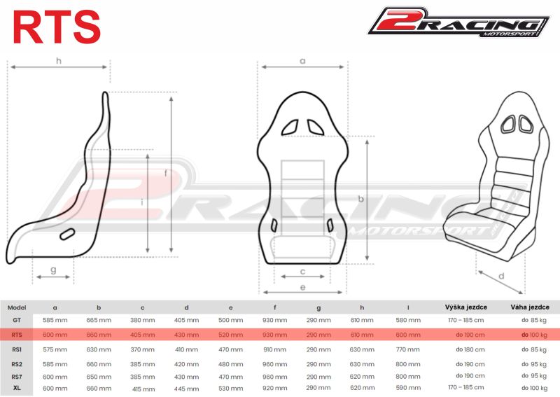 2Racing laminátová závodní sedačka FIA RTS s homologací