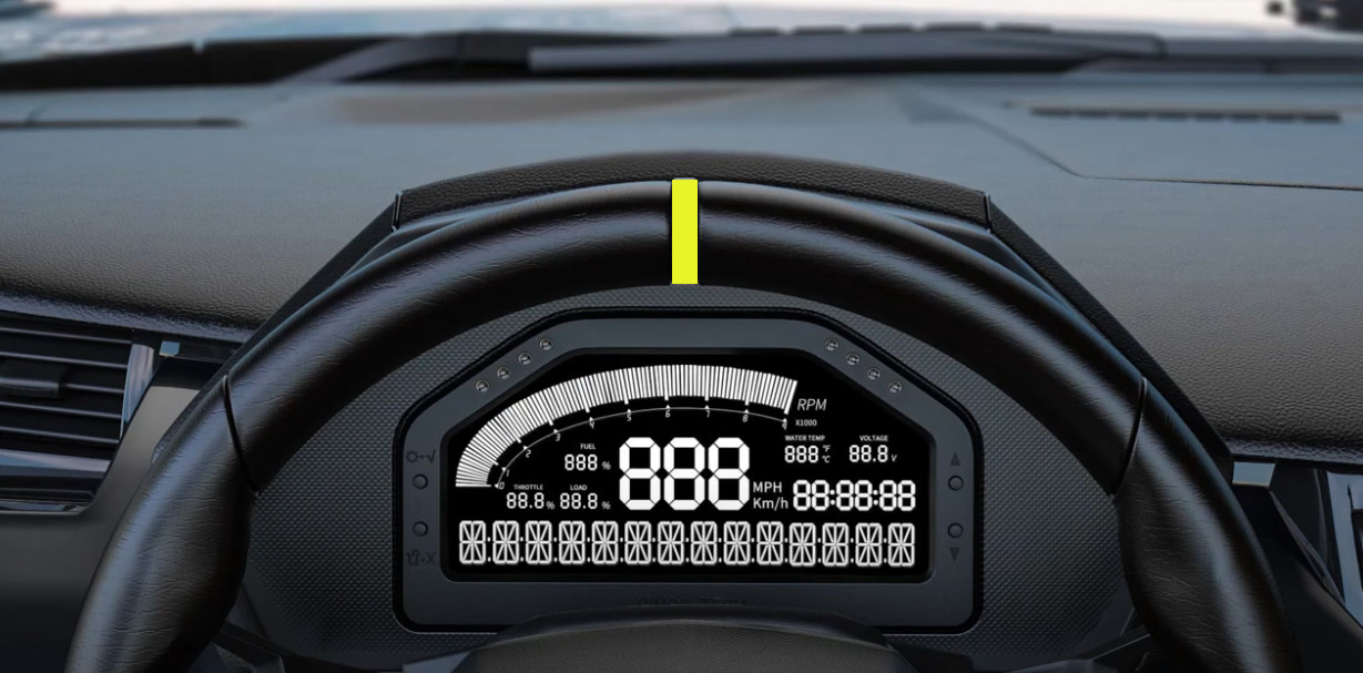 Dashboard bluetooth OBD připojení palubní zobrazovací jednotka