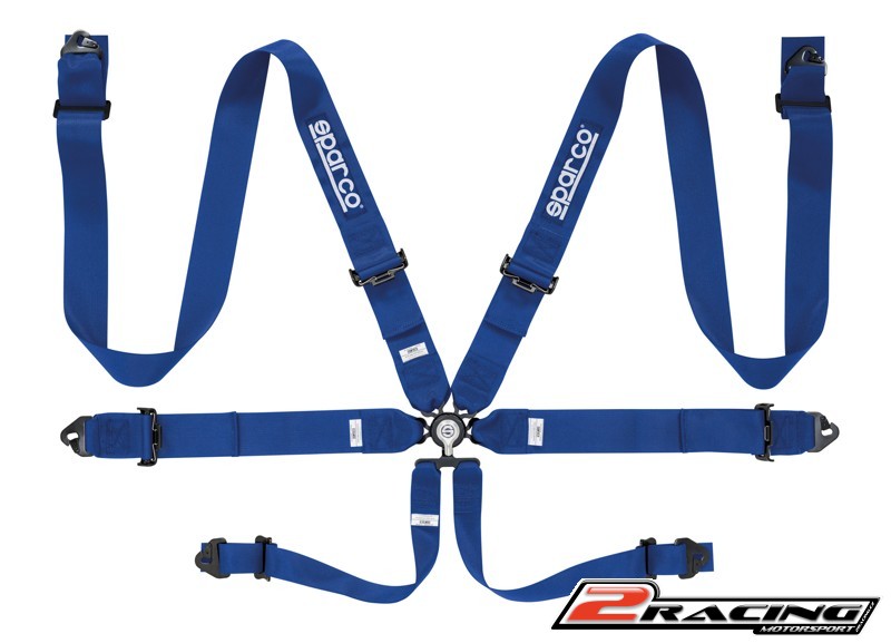 Sparco 6 bodý bezpečnostní pás FIA závodní modrý,červený,černý
