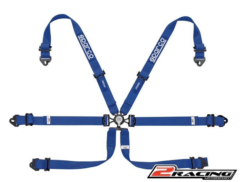 Sparco 6 bodý bezpečnostní pás FIA závodní 2“ modrý,červený,černý