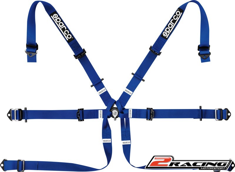 Sparco 6 bodý bezpečnostní pás FIA závodní 2“ modrý,červený,černý