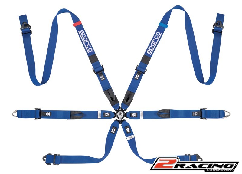 Sparco 6 bodý bezpečnostní pás FIA závodní 2“ modrý,červený,černý