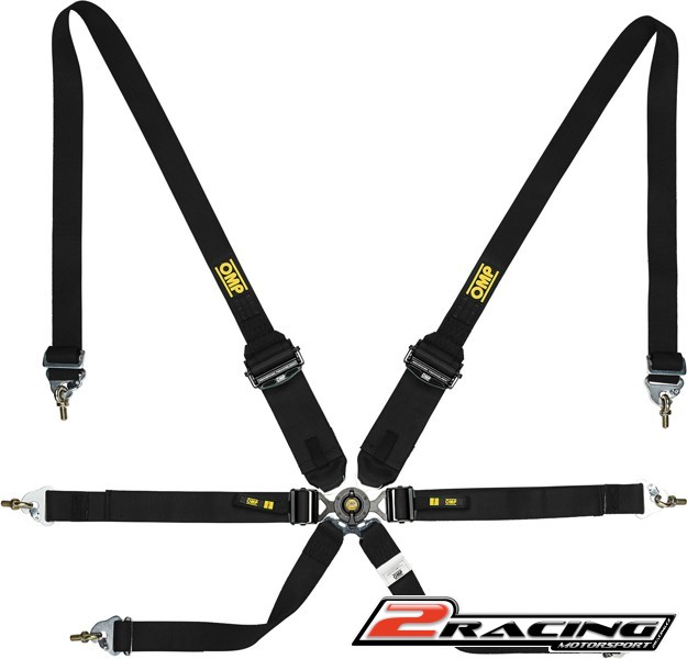 OMP 6 bodý bezpečnostní pás FIA závodní HANS červený,černý