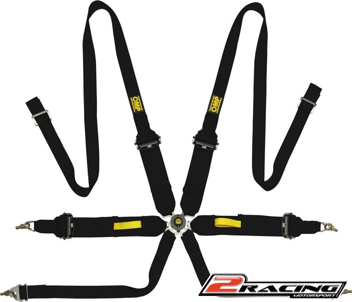 OMP 6 bodý bezpečnostní pás FIA závodní HANS červený,černý