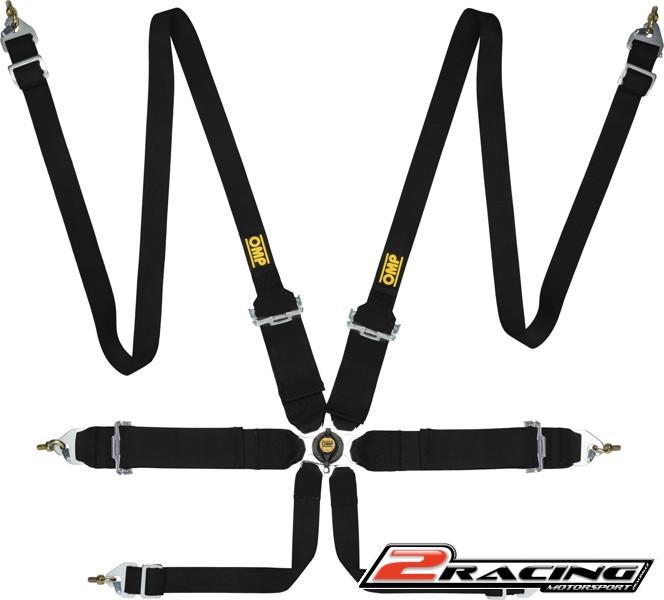 OMP 6 bodý bezpečnostní pás FIA závodní HANS červený,černý