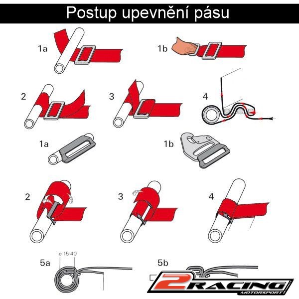 Schroth 4 bodý bezpečnostní pás FIA závodní modrý,červený,černý levý
