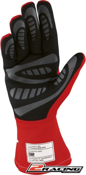 Rukavice OMP First-S červená s FIA homologací
