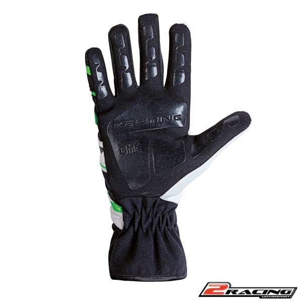 Kartingové rukavice OMP KS-3 zelená černá bílá