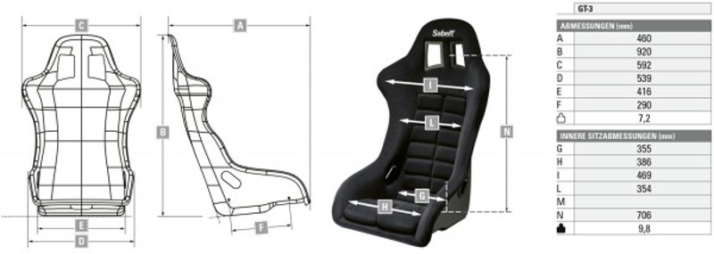 Závodní sedačka Sabelt GT-3 černá FIA homologace konstrukce laminát