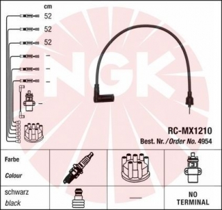 Zapalovací kabely NGK Wartburg RC-MX1210 4954 (sada)