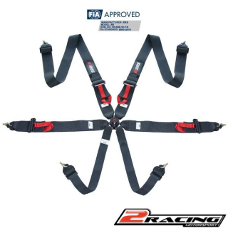RRS R6 bezpečnostní pás 6 bodý FIA černý