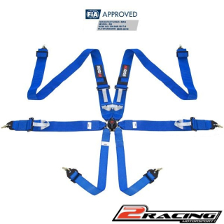 RRS R6 bezpečnostní pás 6bodý FIA modrý