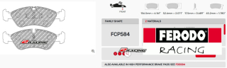 Závodní destičky DS2500 Ferodo racing FCP584H