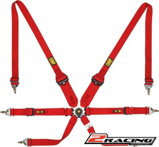 OMP 6 bodý bezpečnostní pás FIA závodní HANS červený,černý