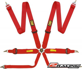 OMP 6 bodý bezpečnostní pás FIA závodní červený,černý