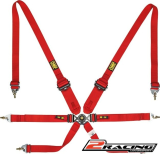 OMP 6 bodý bezpečnostní pás FIA závodní HANS červený,černý