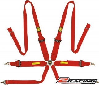 OMP 6 bodý bezpečnostní pás FIA závodní HANS červený,černý