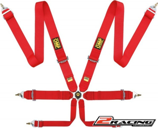 OMP 6 bodý bezpečnostní pás FIA závodní červený,černý