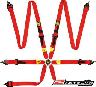 OMP 6 bodý bezpečnostní pás FIA závodní 2“ červený,černý