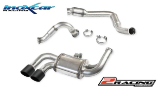 Nerezový výfuk místo katalizátoru společně smetal cat. 200 CPSI* + Intermediate pipe + Zadní s tlumiče společně scentral koncovka 2 x 90 X-RACE BLACK MATT (Possibility of other models of koncovkas on request) *Available on request the HJS catalyst, price