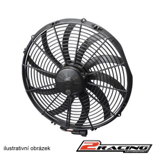 Sací ventilátor pro montáž za chladičem lopatky srpovité 336 / 63 mm 12V