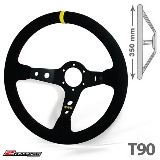 Semišový závodní volant RRS Rally 350mm/90mm 3 ramenný