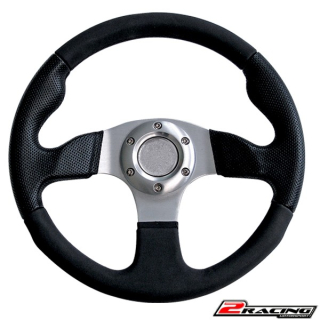 Tuningový hladký volant 320mm plochý stříbrný