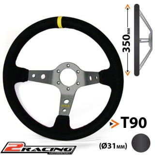 Semišový závodní volant RRS Corsa 350mm/90mm 3 ramenný