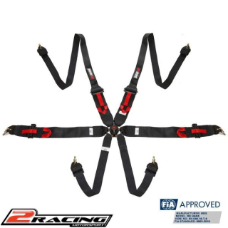 RRS R6 HANS bezpečnostní pás 6 bodů FIA černý